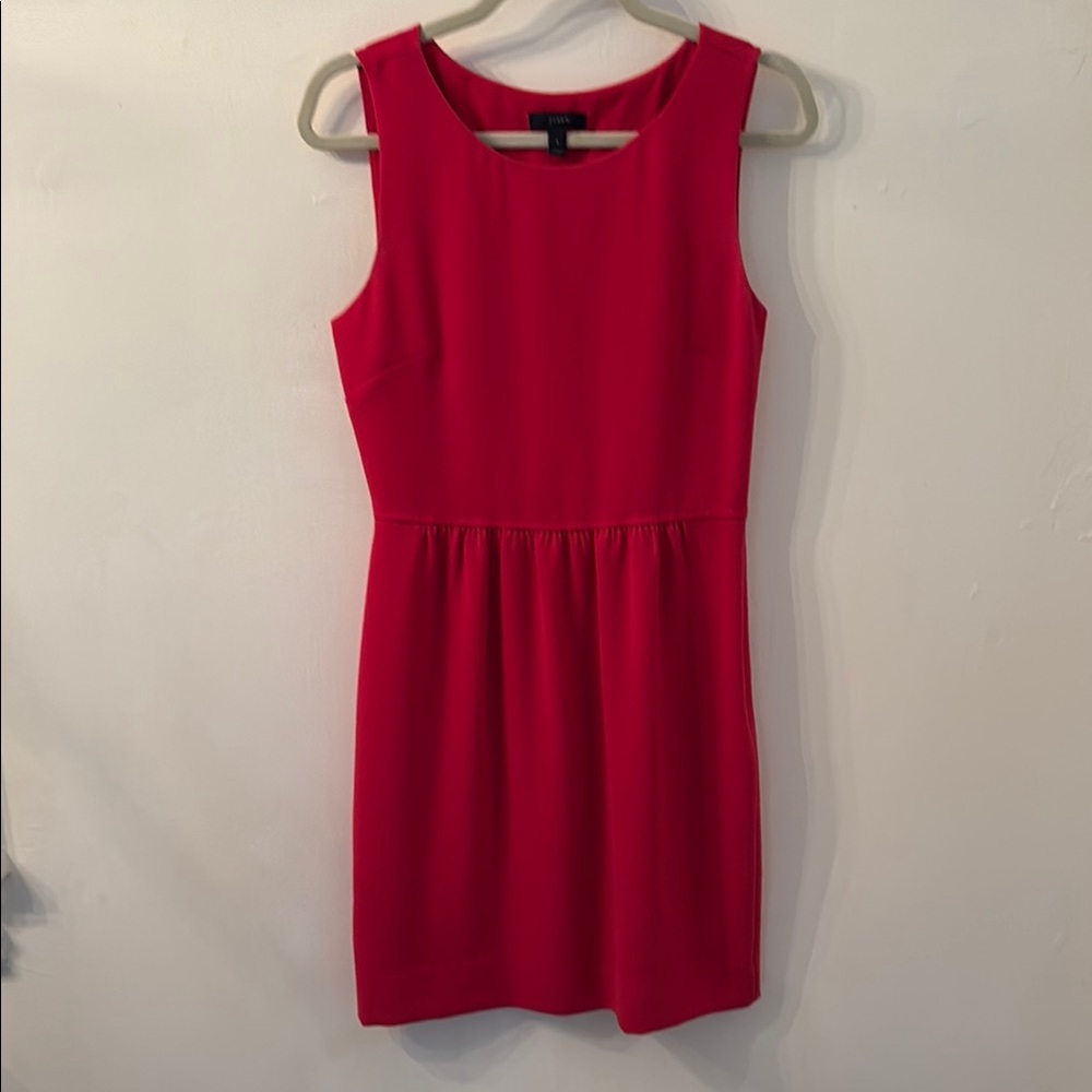 J. Crew Red Pleated Sheath Mini Dress